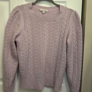J. Crew Lilac Cable & Eyelet Crewneck Sweater